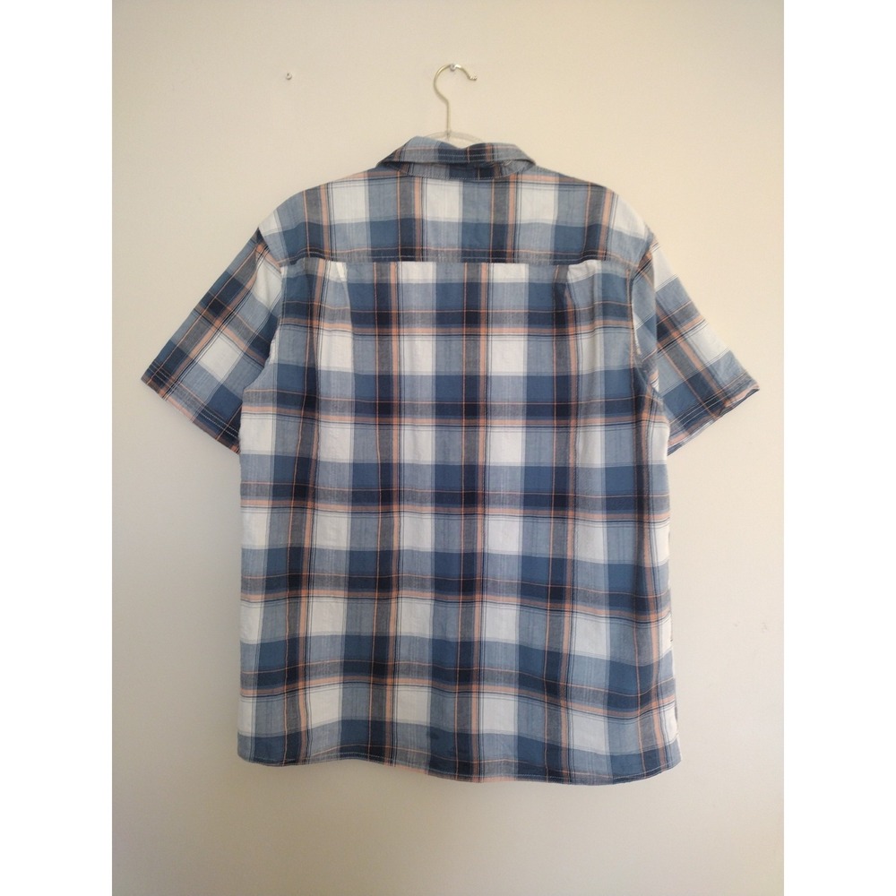 Red Head Button Up‎ Shirt Men L Blue Plaid Short Sleeve Textured Outdoors Casual - Picture 8 of 8
